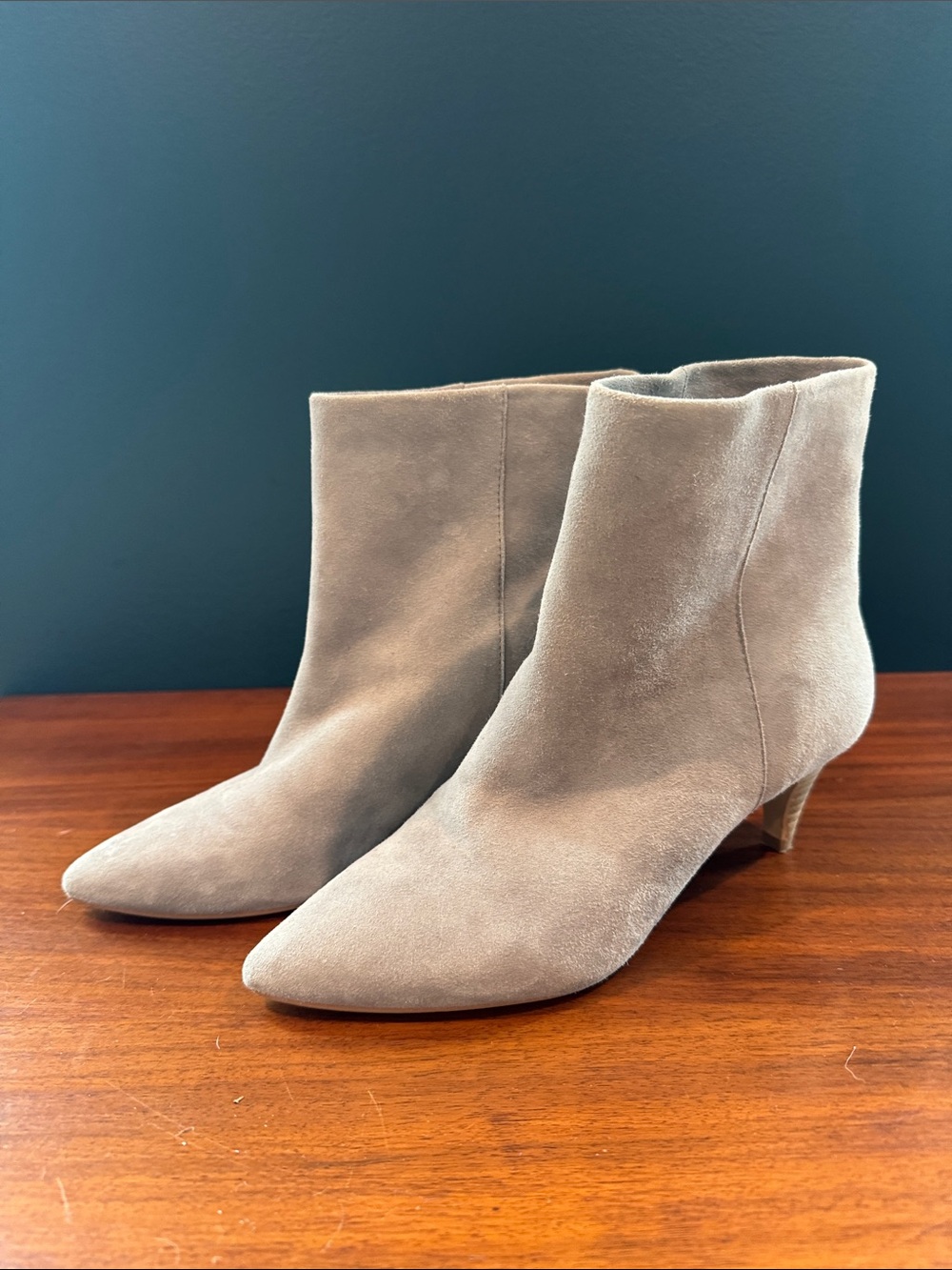 Gray Suede Ankle Boots - Elegant Pointed Toe